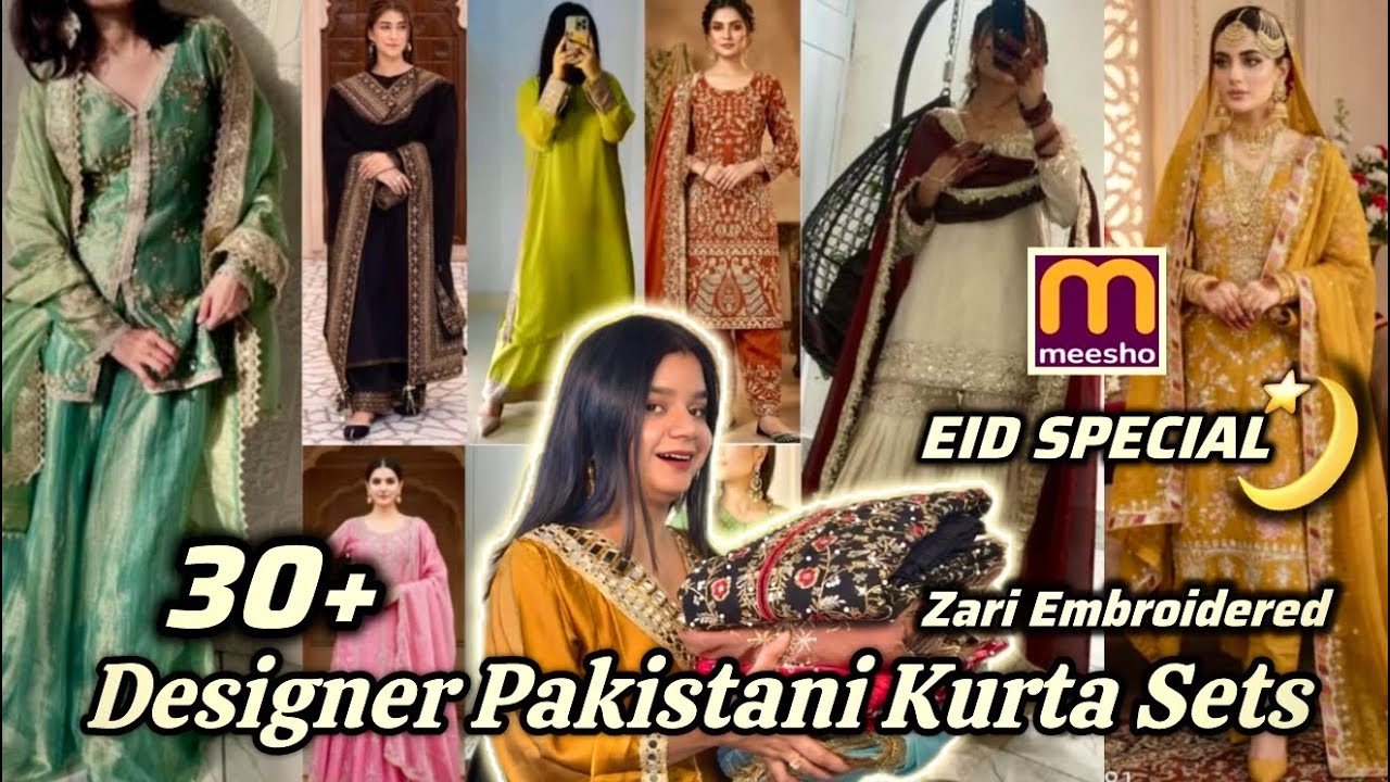 Huge MEESHO Pakistani Suit Haul for Eid ✨ Celebrity Style Zari Embroidery Kurta Sets #meesho
