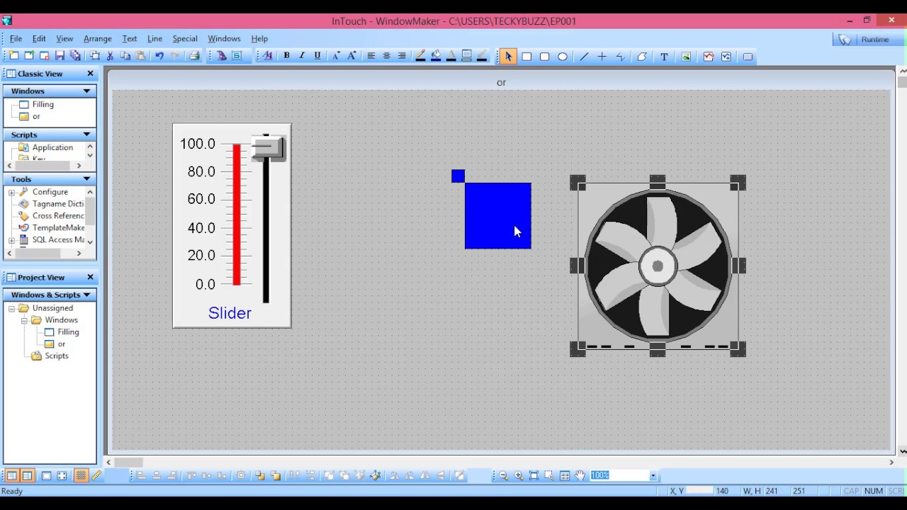Scada: Intouch Animation: объект ориентации (вращение)