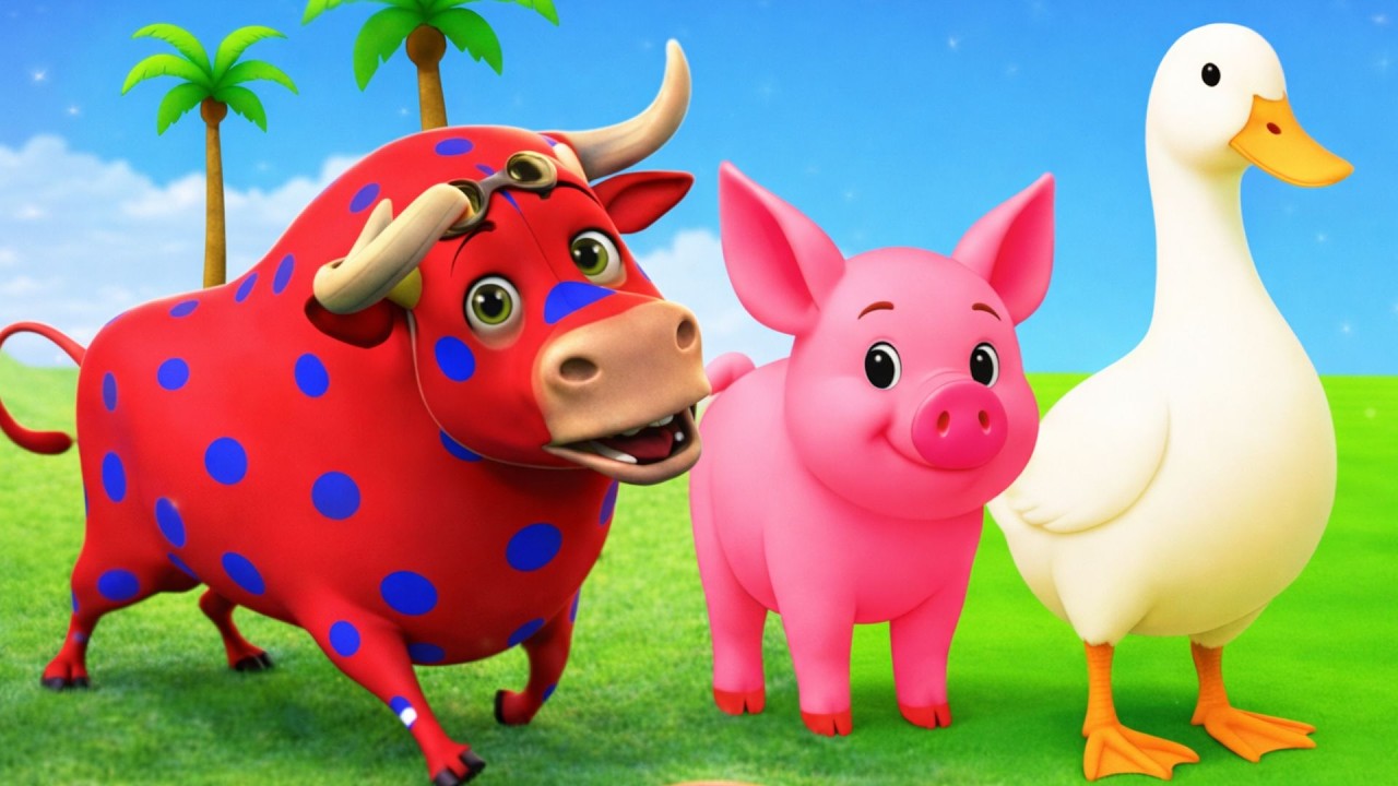 Animals Crossing Color Fountain | Lion, Elephant, Goat, Monkey, Duck | Cutey 3D Animation