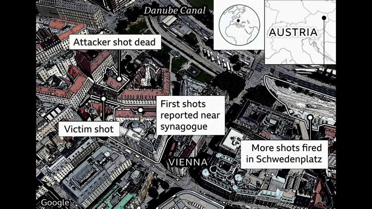 Exclusive pictures of Vienna terror attack  Austria November 2020