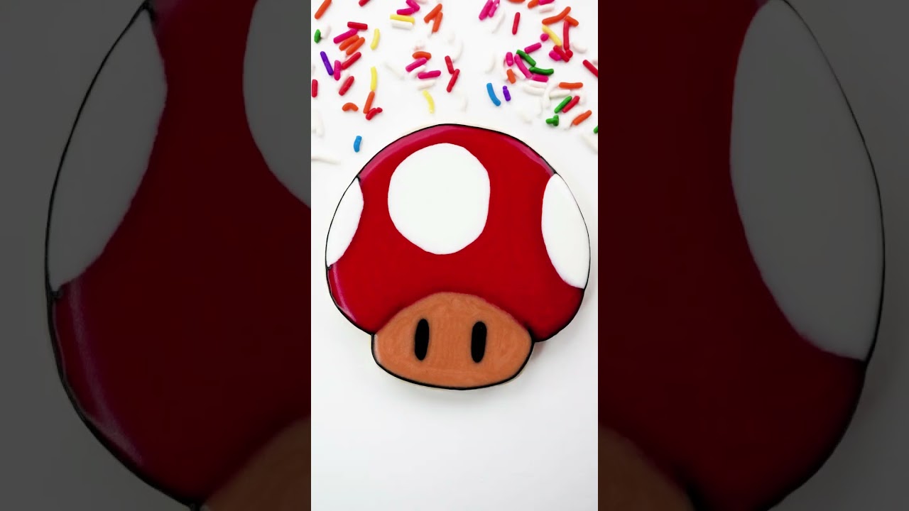 Mario Mushroom Decorated Sugar Cookie! 🍄 #cookiedecorating #shorts