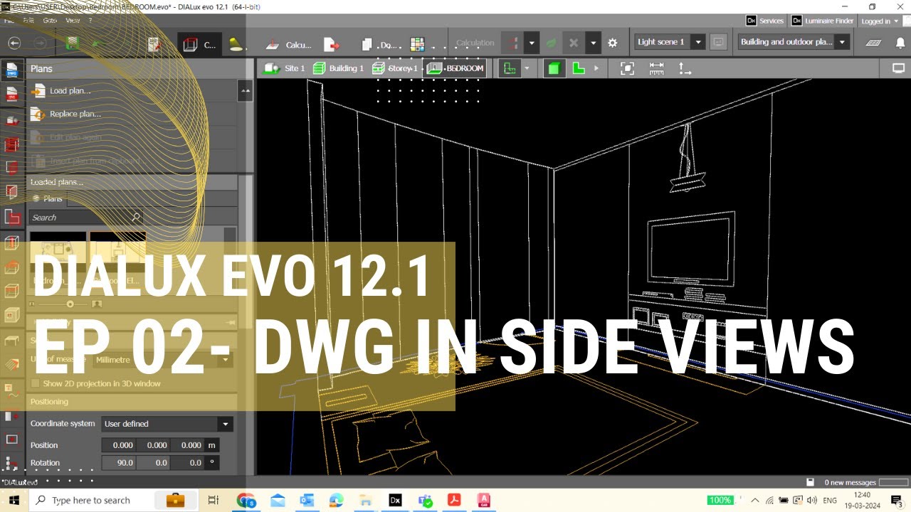 Dialux Evo 12.1 New Feature EP 02: Aligning Elevation DWG in Side View