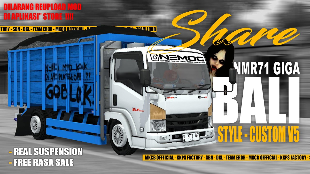 SHAREE!!!! MOD NMR71 GIGA BALIAN STYLE (CUSTOM V5) || REAL SUSPENSI || BUSSID MOD INDONESIA