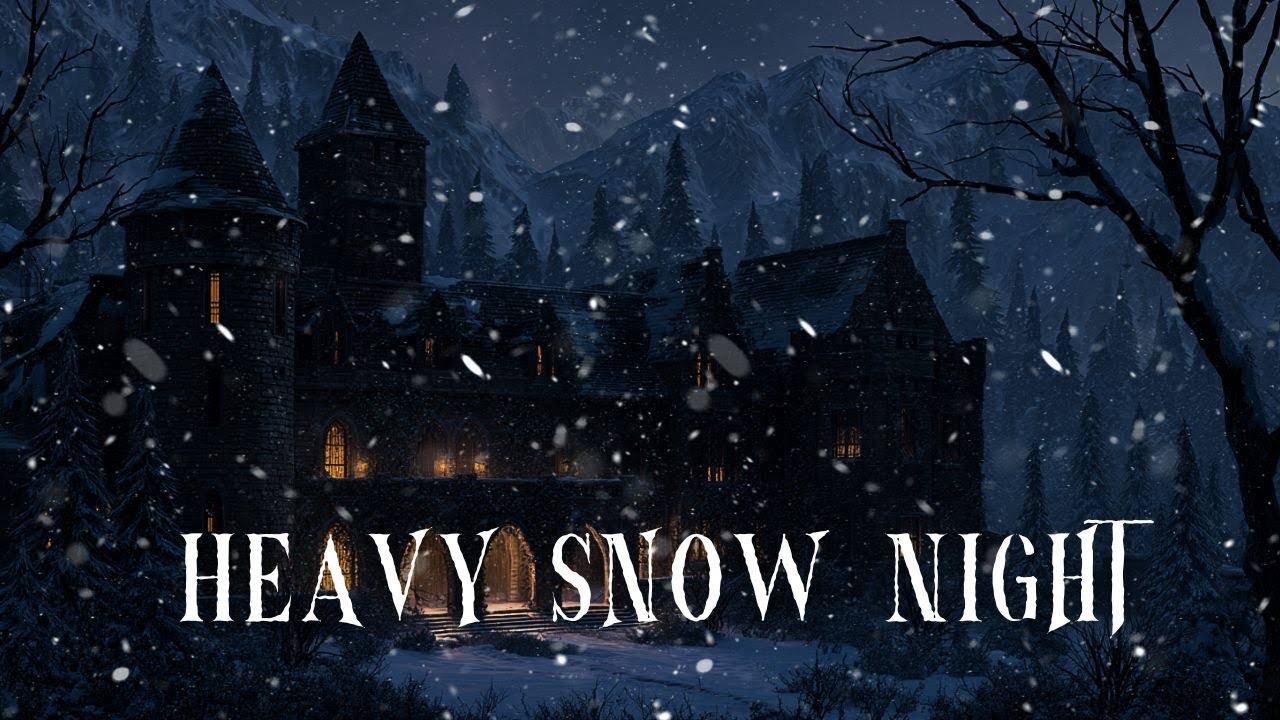 Snowstorm by the Castle - Heavy Snow Night | Sleep Focus Study Work Meditation Inspiration Healing