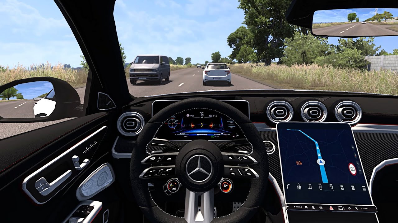 Mercedes-Benz C-Class AMG C 43 2024 | Euro Truck Simulator 2 | Steering Wheel Game Play