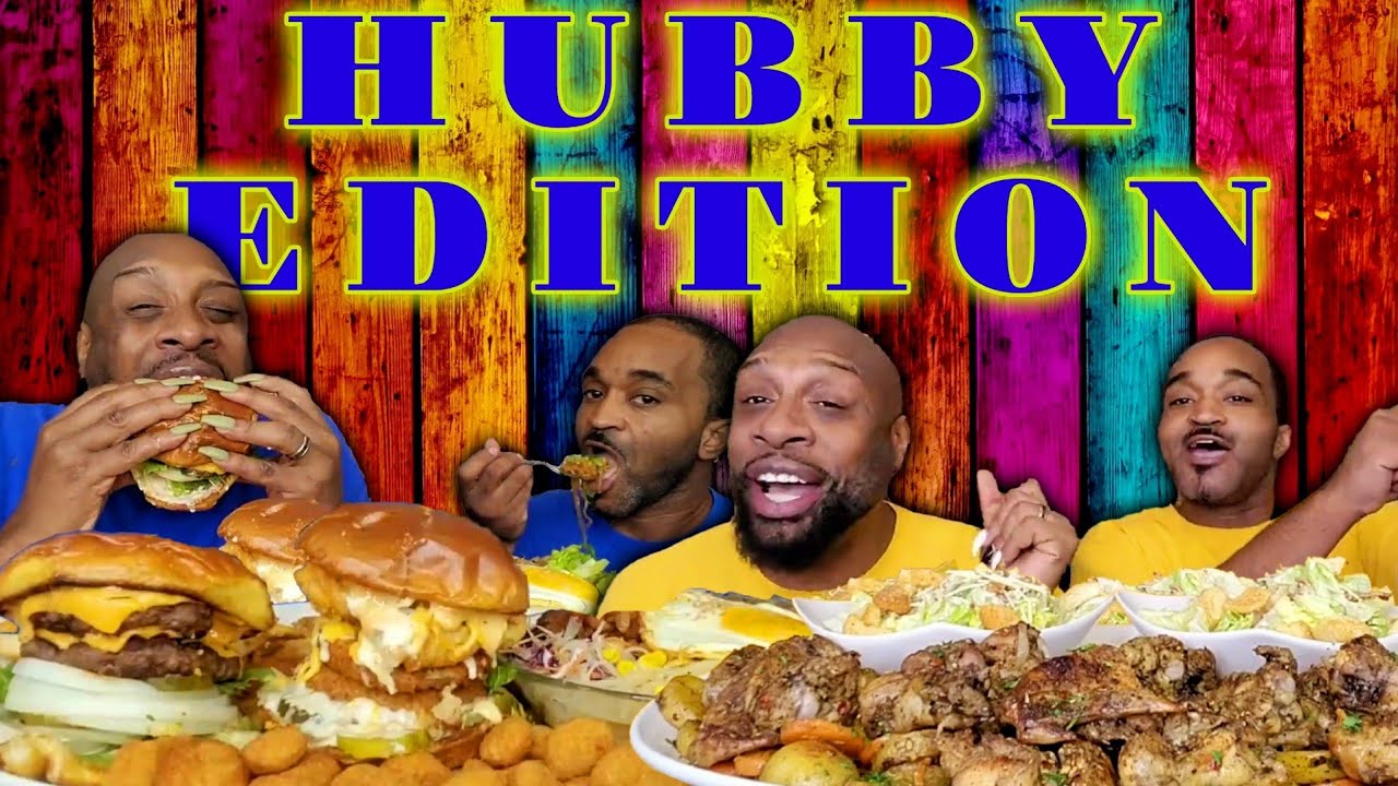 HUBBY EDITION MUKBANGS | DOUBLECHEESEBURGERS | FISH SANDWICHES | BAKED WINGS W/ POTATOES & CARROTS