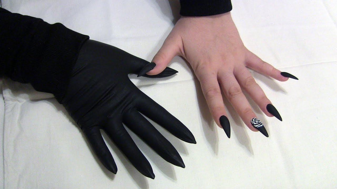 XS Black Latex Gloves & Long Black Deadly Sharp Nails 💀 | ASMR | Scratching