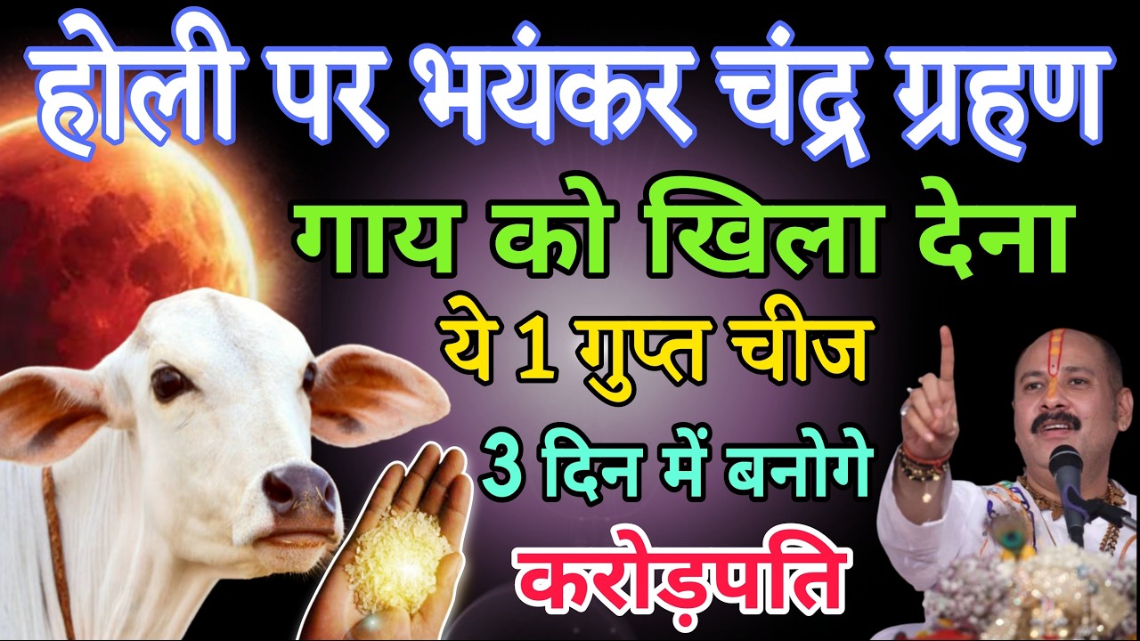 3 मार्च चंद्र ग्रहण होली पूर्णिमा के दिन गाय को खिला देना ये 1 गुप्त चीज़ बनोगे करोड़पति #holi #upay