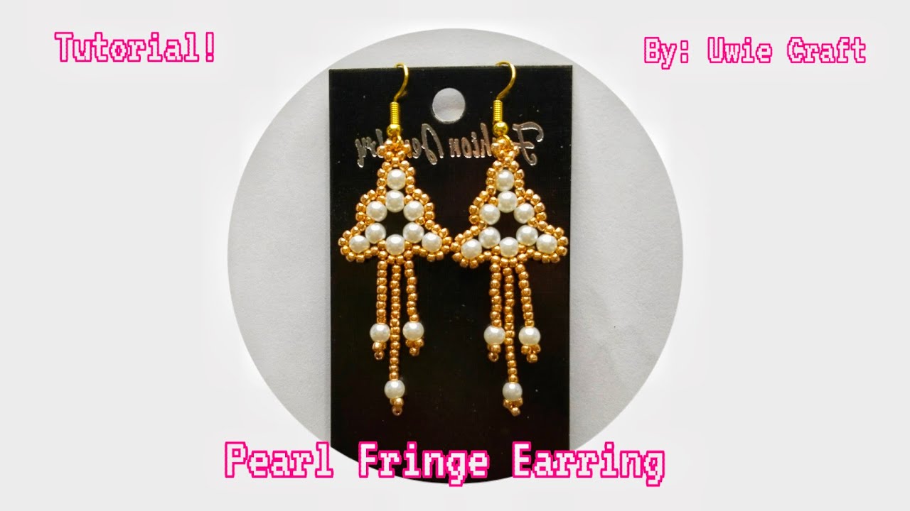 Beading Tutorial: How to Make Simple Pearl Fringe Earring at Home//Beaded Earring Tutorial //DIY