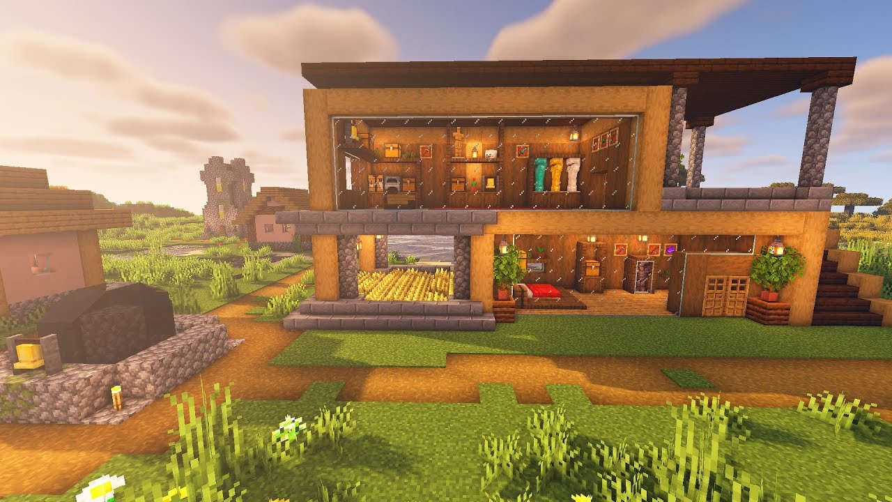 Minecraft-ağa&ccedil; ev yapımı /Minecraft | How to Build a Wooden House | Simple Survival House Tutorial 3