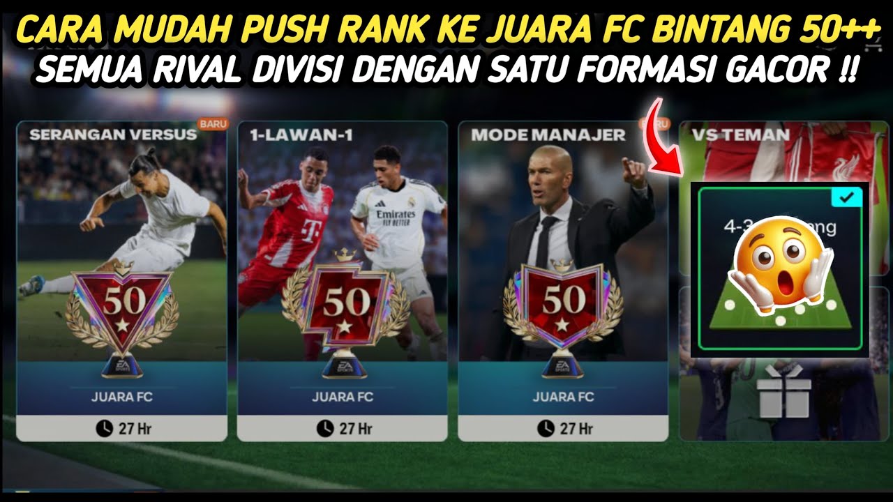 CARA MUDAH KE JUARA FC BINTANG 50+❓DI RIVAL DIVISI SERANGAN VERSUS, 1 LAWAN 1, MODE MANGER