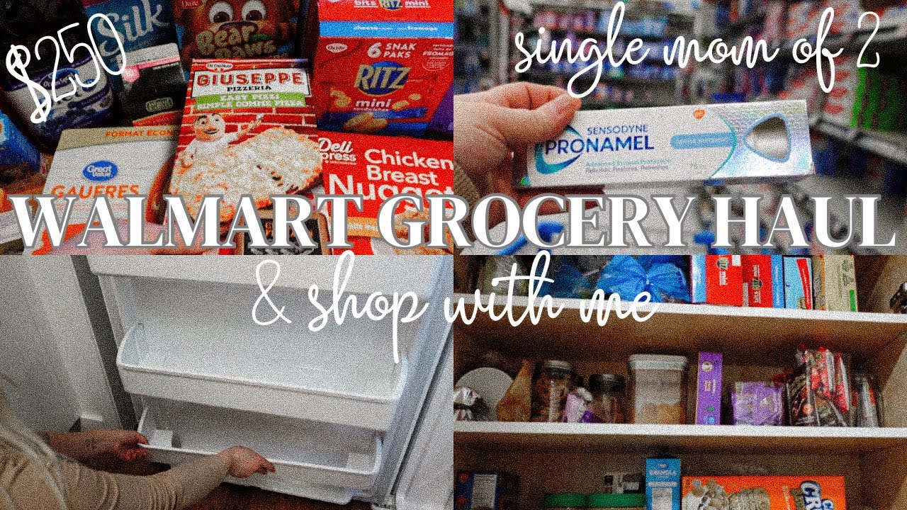 Shop with me, HUGE Walmart grocery haul, fridge clean out & satisfying restock | Single mom of 2