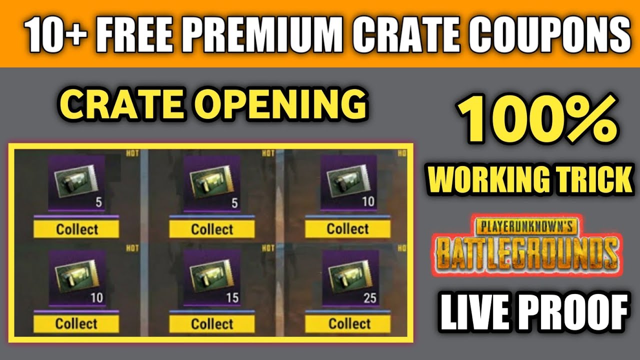 How To Get Free Premium Crates Coupon ! Pubg Mobile Free Crate Coupon Unlimited ! 10+ Crate Opening
