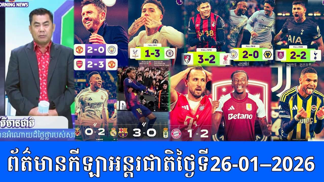 MC Hor Ngeth Sports News 26/01/2026: Premier league Week 23, Laliga, Bundesliga, transfer news