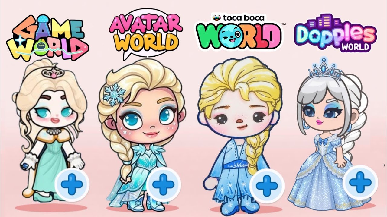 ❄️ I Made ELSA from Frozen in 4 Different Games! Avatar World, Toca Life World, Dopples,Game World