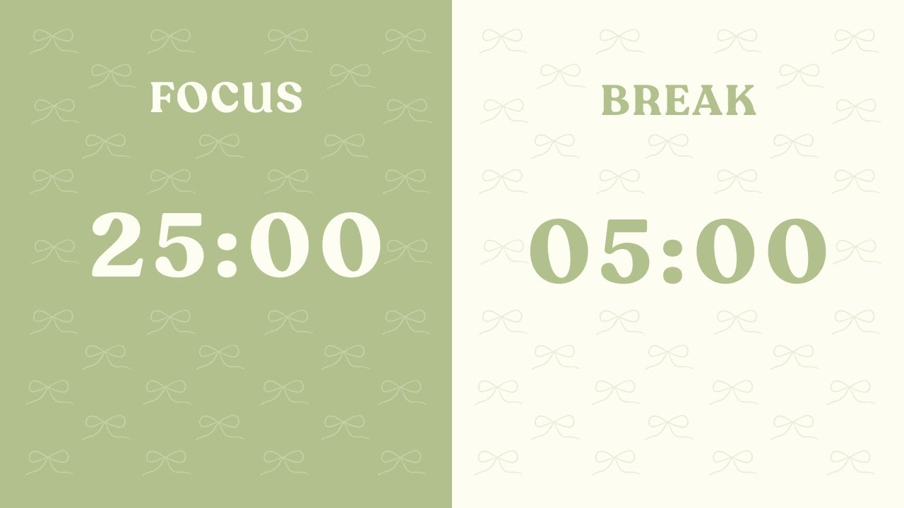 25/5 Pomodoro Timer – 2 Hours Study | No Music | Deep Focus | Study with me