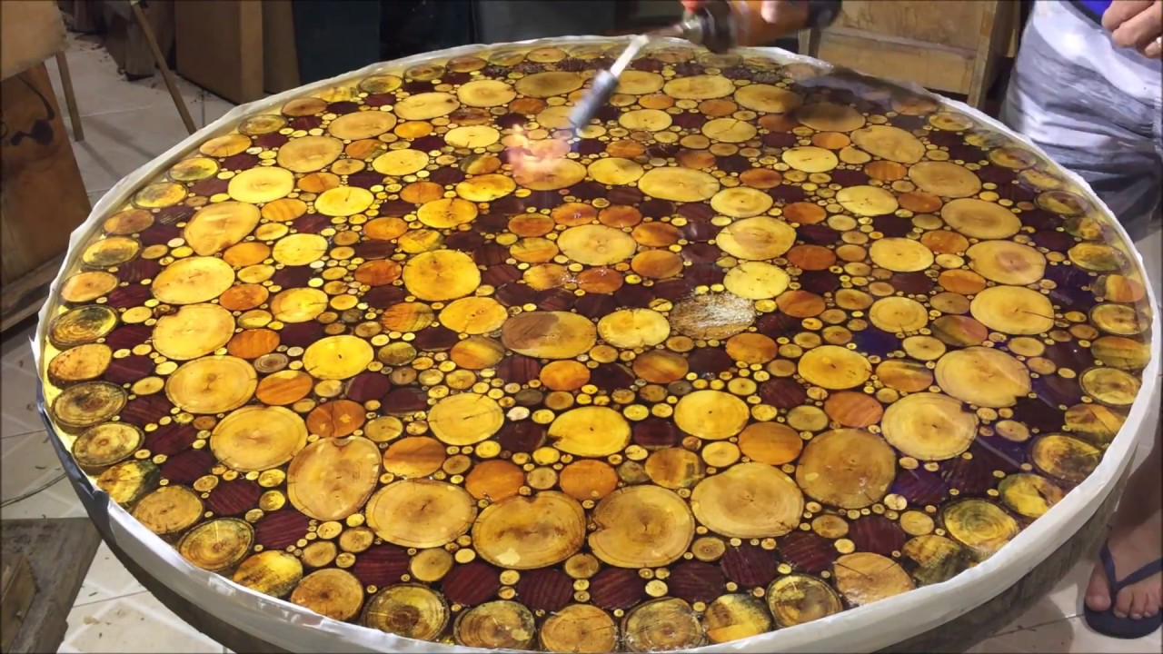 MESA DE BOBINA COM RESINA EPOXY - MANDALA - COIL TABLE WITH EPOXY RESIN - MANDALA SHAPE TOP