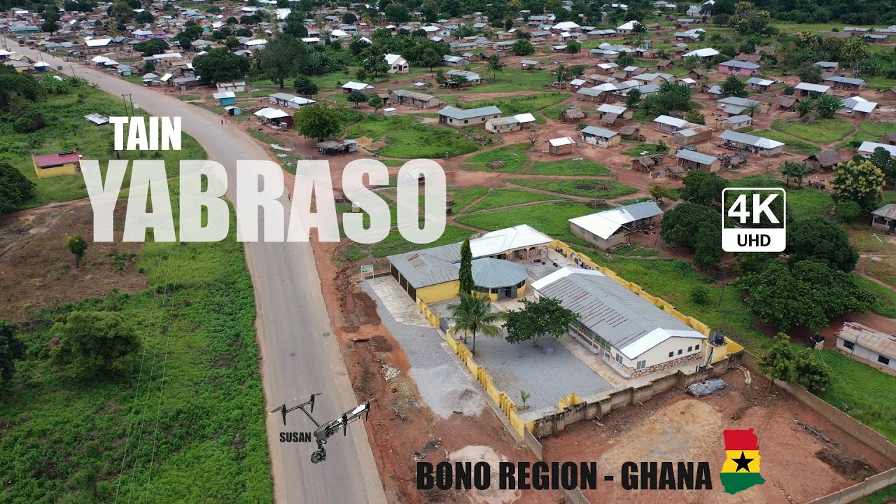 Yabraso Tain Aerial View in the Bono Region of Ghana 4K