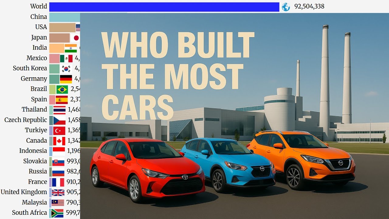 Global Motor Vehicle Production Race (1999–2024) | Top 20 Nations & World