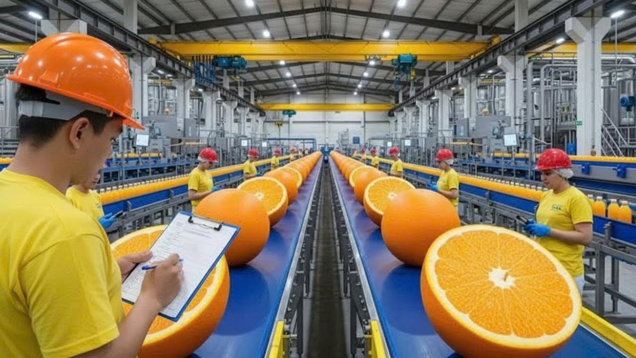 Inside a Modern Orange Juice Factory | From Fresh Tangerines to Bottled Citrus Juice (Full Process)