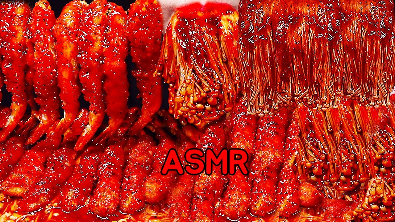 ASMR मसालेदार चिंराट, मशरूम *UDANG GORENG JAMUR PEDAS FRIED SHRIMPS SPICY ENOKI MUSHROOMS