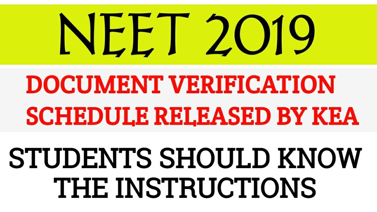 NEET document verification released 2019|Instructions to students by KEA 2019| NEET