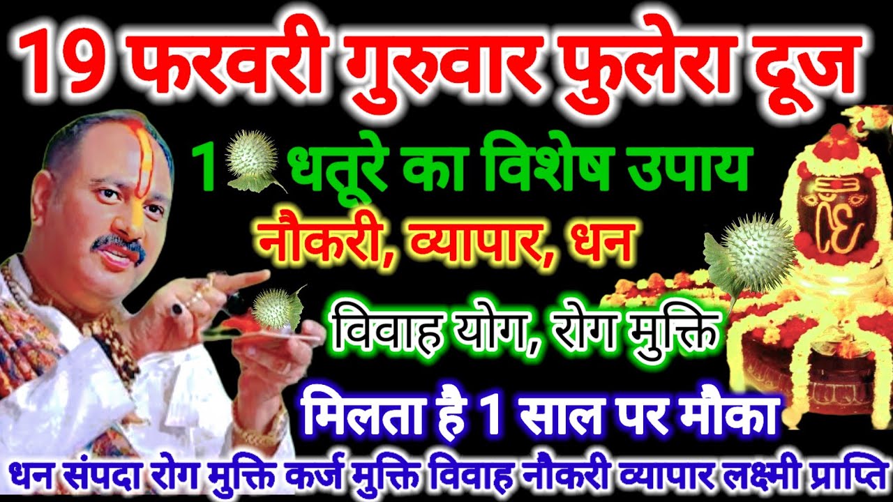 19 फरवरी फुलेरा दूज उपाय। धतूरे का विशेष उपाय। व्यापार,कर्ज,रोग मुक्ति,धन प्राप्ति। #fuleraduj #upay