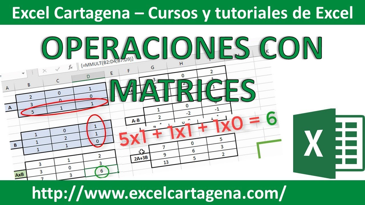 Operaciones con Matrices en Excel - Suma, Resta, Multiplicaci&oacute;n, Transpuesta, Inversa