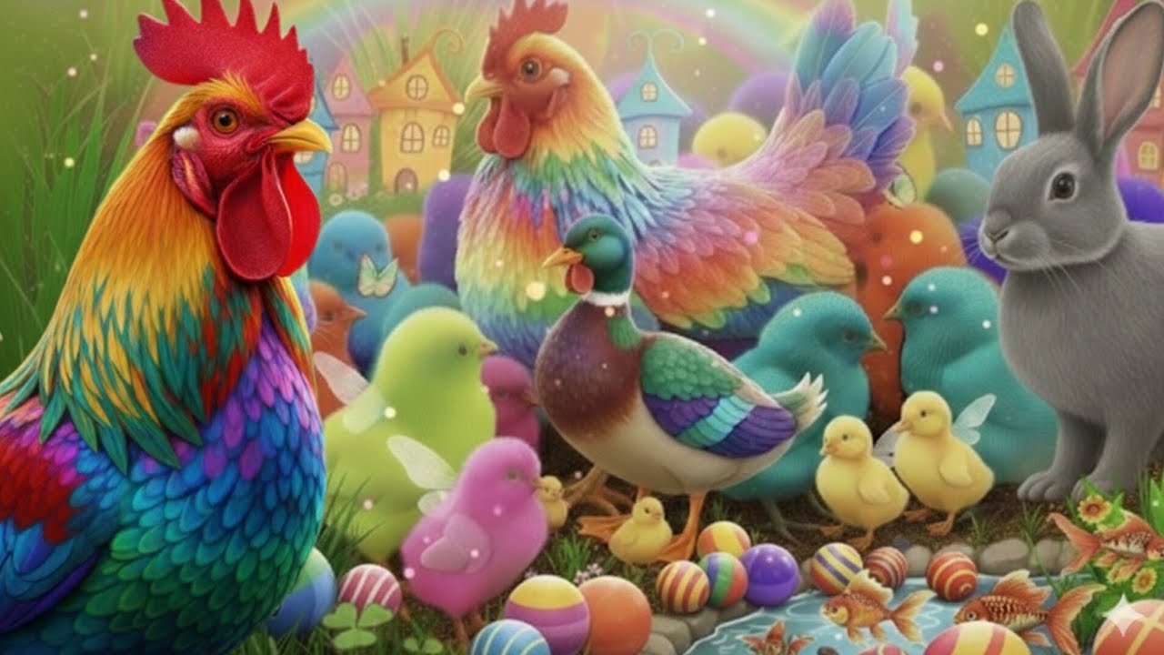 dunia binatang ayam pelangi dan kelici lucu bermain!!!
