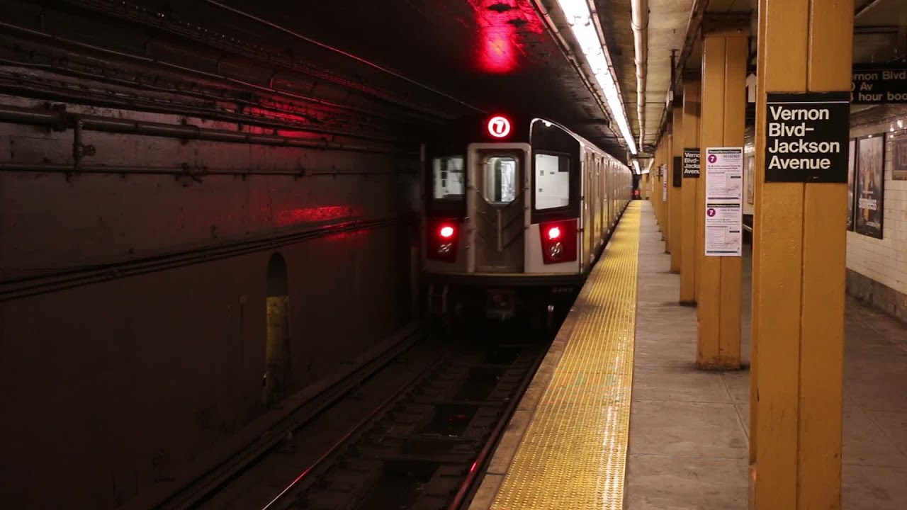 New York City Subway Trains Late Evening