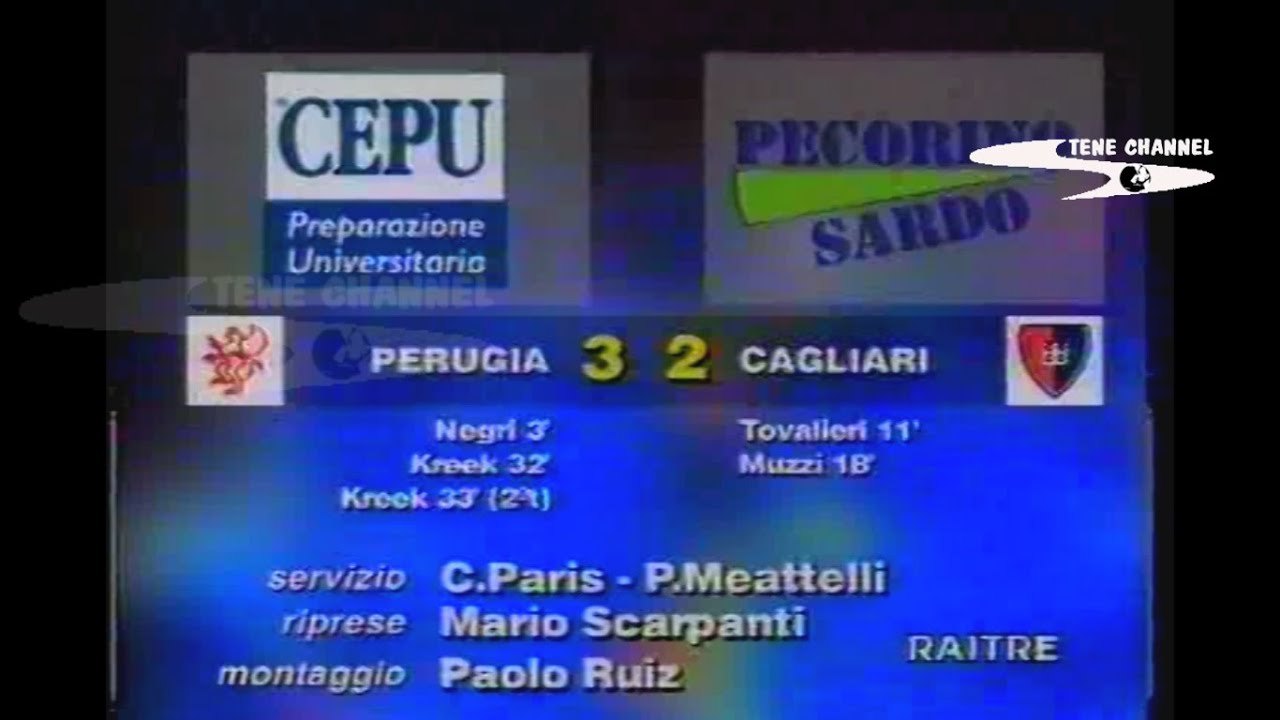 PERUGIA-CAGLIARI 3-2 SERIE A GARA DEL 23 MARZO 1997 SERVIZIO DELLA DOMENICA SPORTIVA #CASASTENE