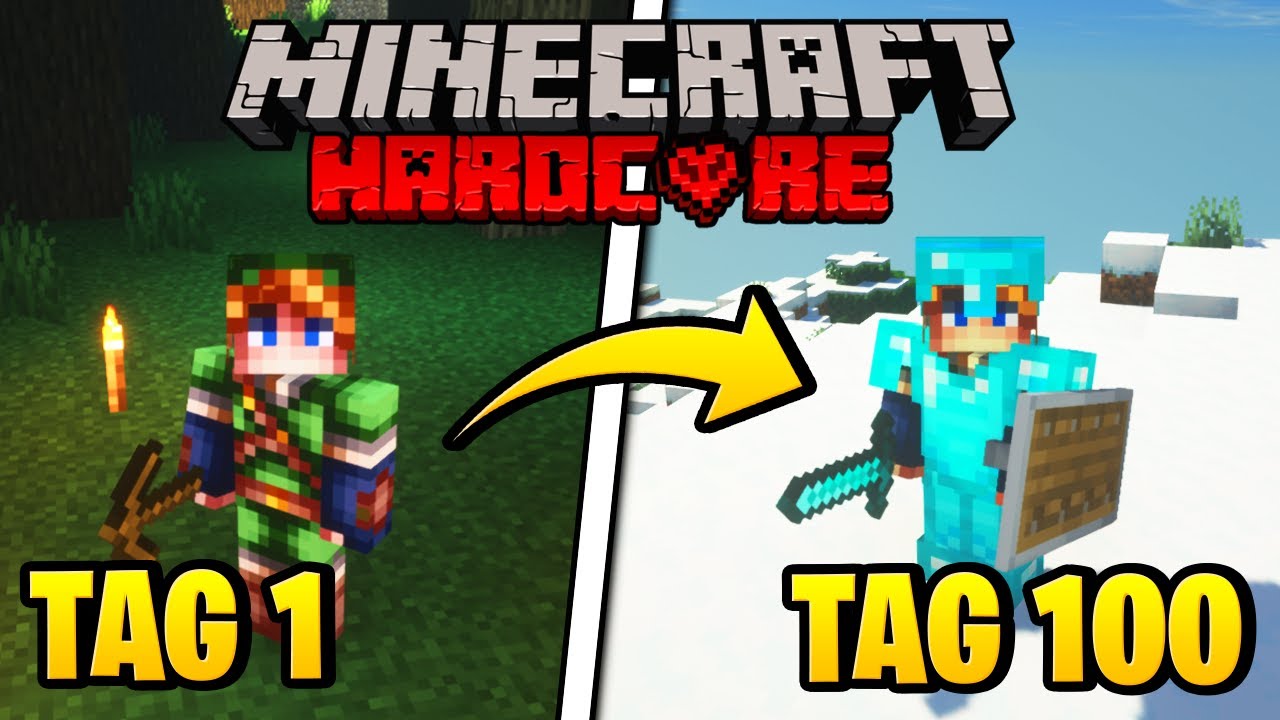 Ich &Uuml;BERLEBE 100 TAGE in HARDCORE MINECRAFT als ANF&Auml;NGER (Minecraft Challenge Deutsch)