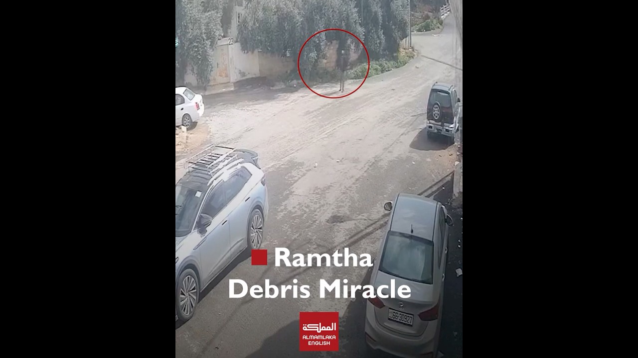 Man Escapes Just in Time as Missile Debris Falls Near Him in Ramtha, CCTV Shows