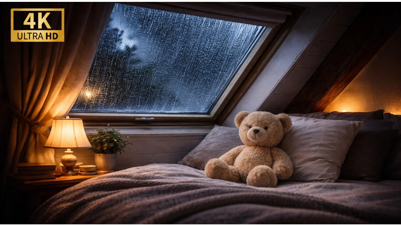 Rain Sounds Under a Skylight  | Cozy Night for Deep Sleep (No Music)
