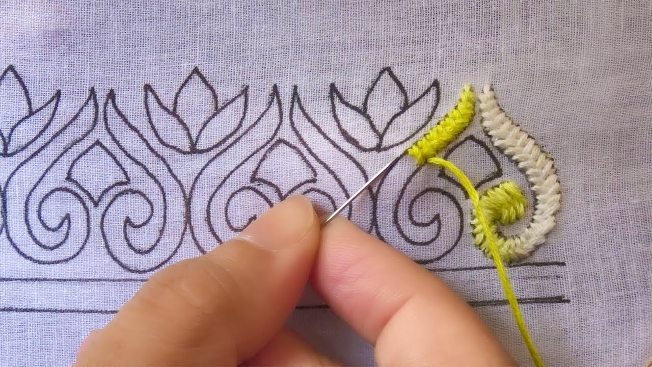 hand embroidery border design ,gorgeous border design for dress,cross stitch