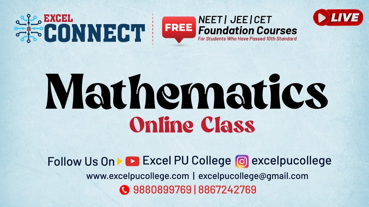 Excel Connect Foundation Course DAY 01 Mathematics || EXCEL PRE UNIVERSITY COLLEGE | Guruvayanakere,