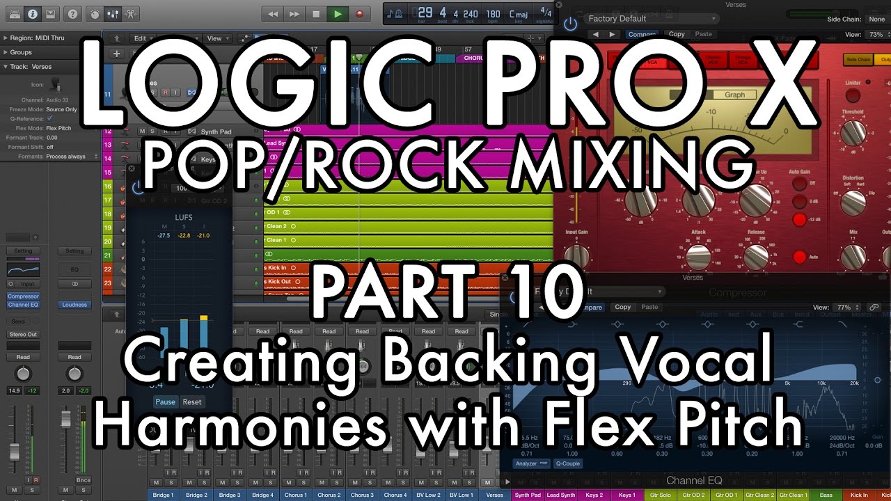 Logic Pro X — Микширование поп/рока — ЧАСТЬ 10 ​​— Создание вокальных гармоний с помощью Flex Pitch