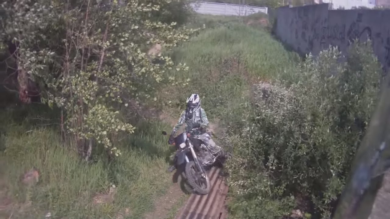 Enduro riding. Honda XR250 and Honda AX-1