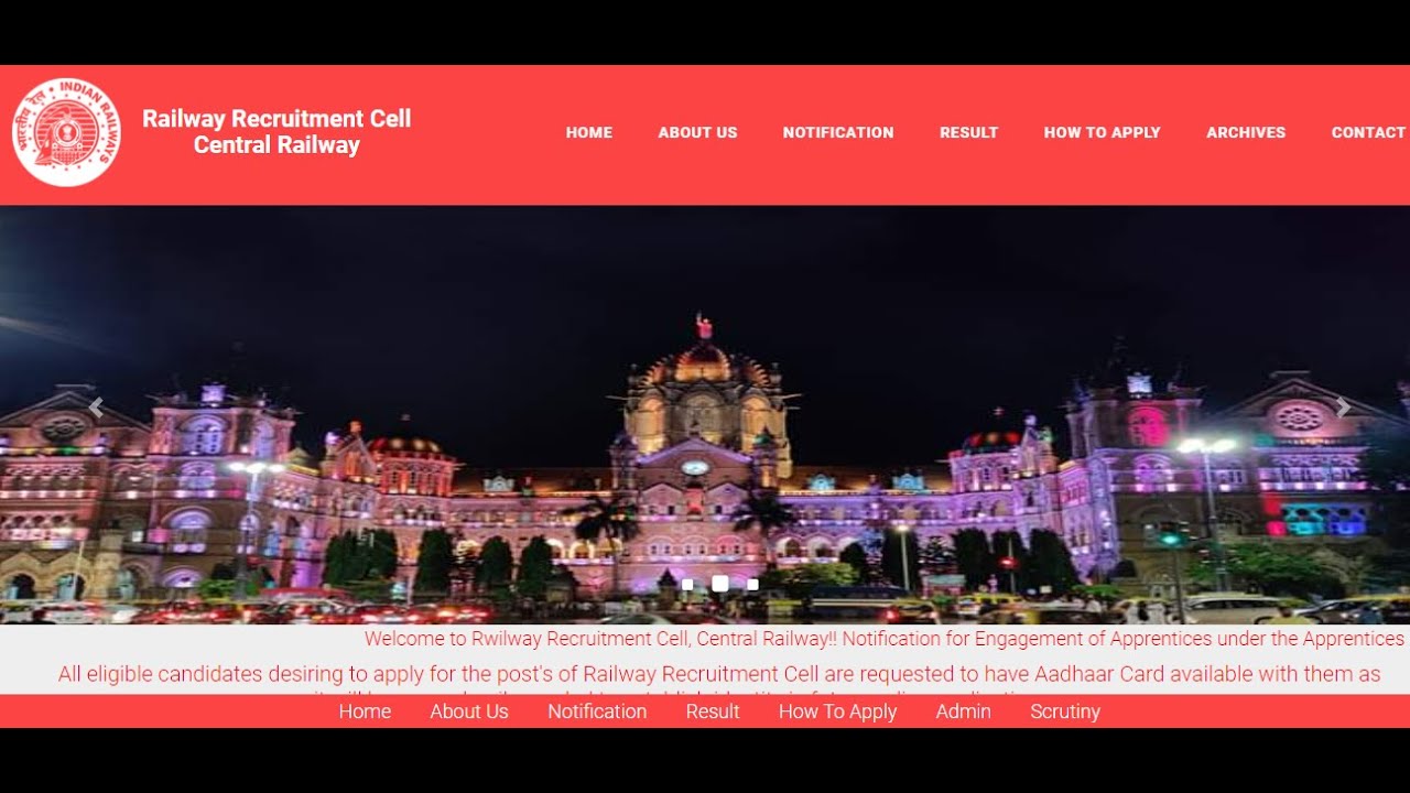 RRC Central Railway Apprentice Recruitment 2022 | Central Railway Apprentice Vacancy 2022