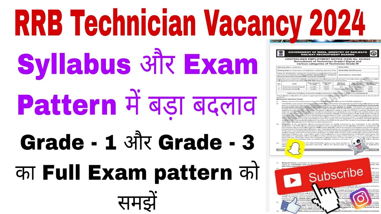 RRB Technician Syllabus & Exam Pattern Change ।। RRB Technician Full Exam Pattern And Syllabus।