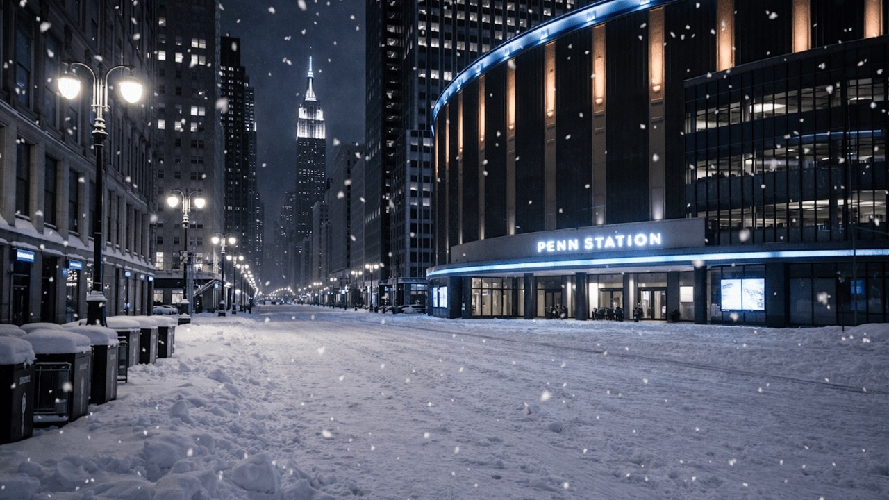 🌨️🌃 New York City Winter Snowstorm | 12 Hour Relaxing SNOW Ambience for Study, Rest, and Deep Sleep