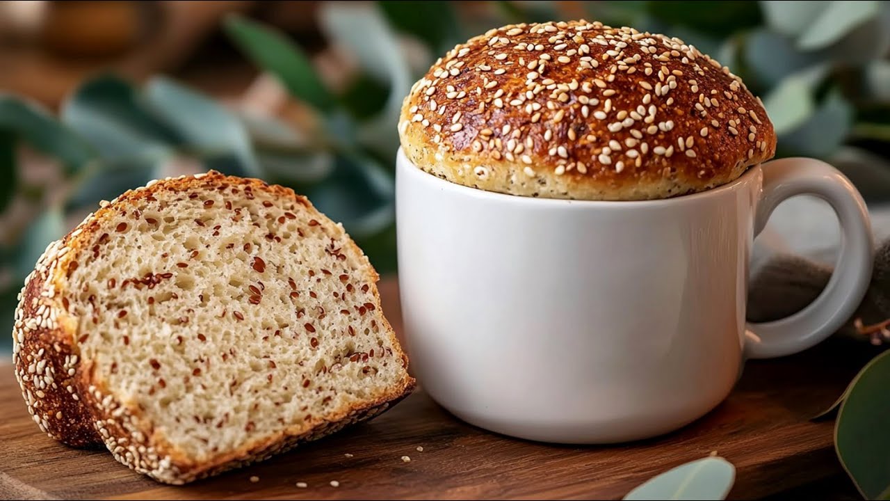 Здоровый хлеб в стакане за 5 минут! 🍞🥑 Без муки, без глютена. Без сахара