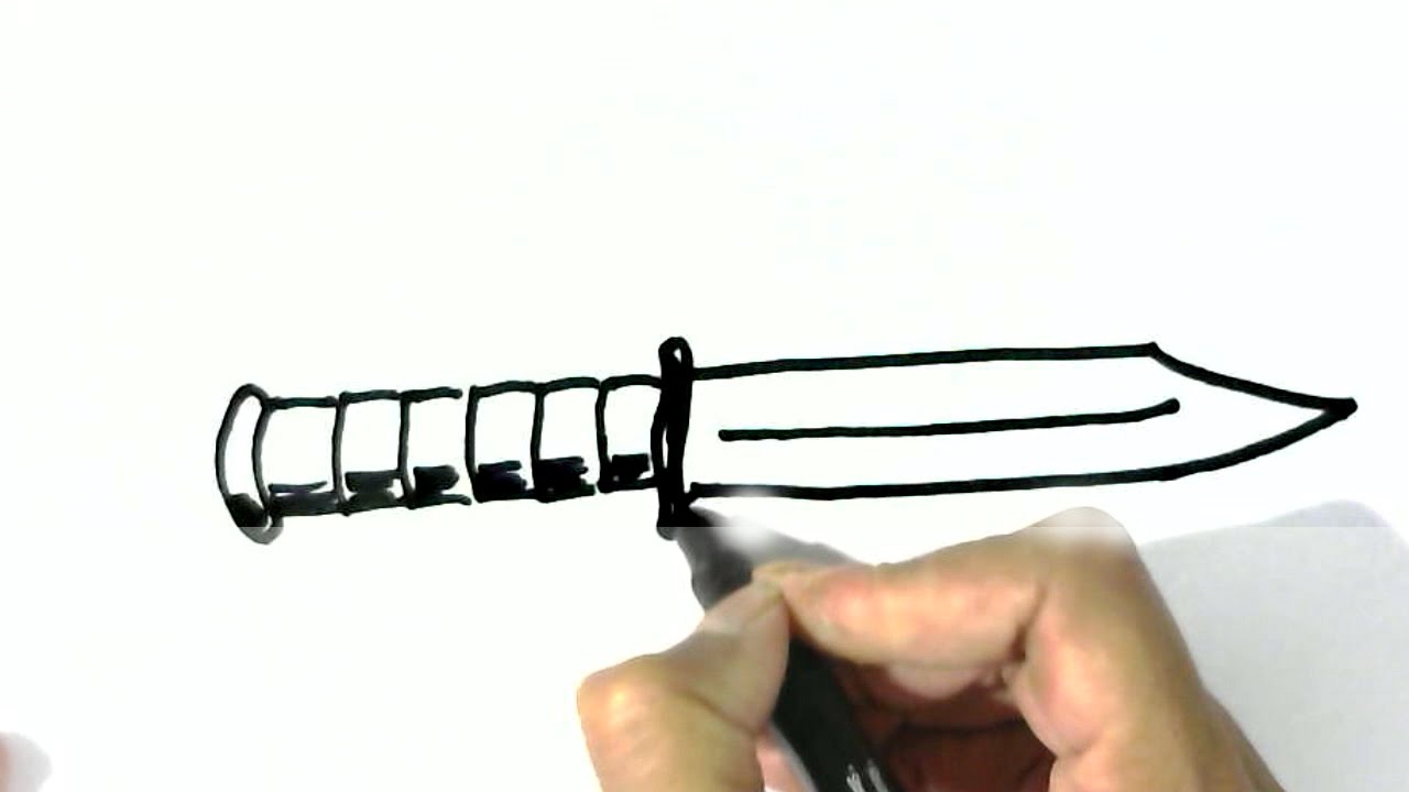 How to draw a Hunting Knife- in easy steps for. beginners