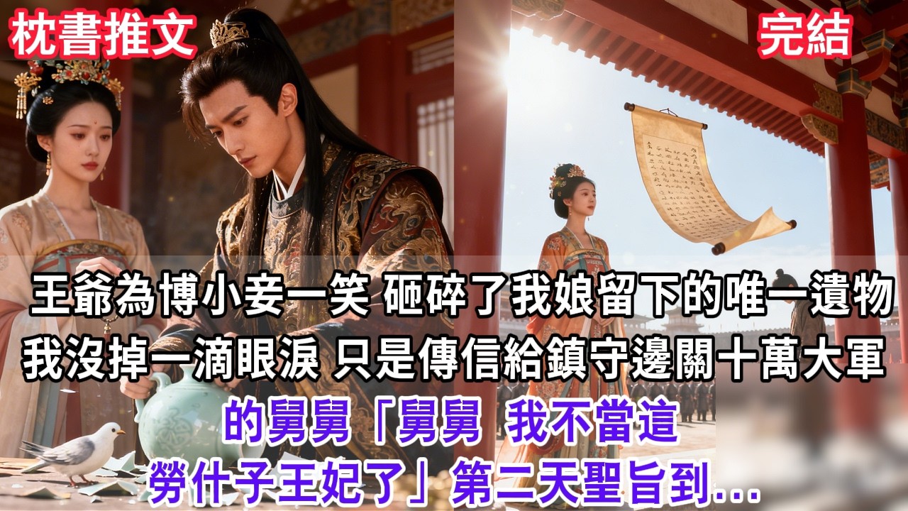 【完結爽文】王爺為博小妾一笑，砸碎了我娘留下的唯一遺物。我沒掉一滴眼淚，只是傳信給鎮守邊關的十萬大軍：「舅舅，我不當這勞什子王妃了。」第二天聖旨到...