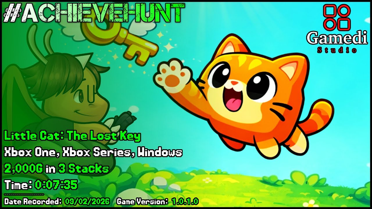 #AchieveHunt - Little Cat: The Lost Key (Xbox One, Xbox Series, Windows) - 2,000G in 7m 35s!