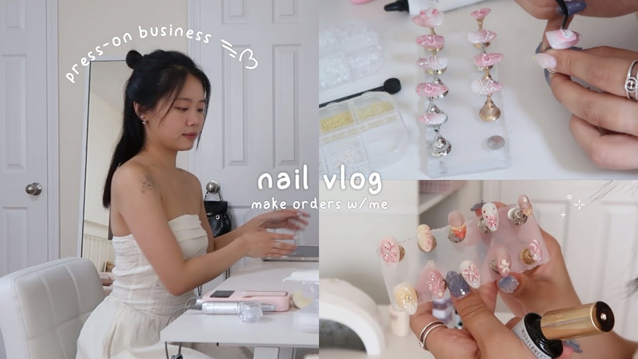 NAIL VLOG 🍡: day in the life of a press-on nail tech