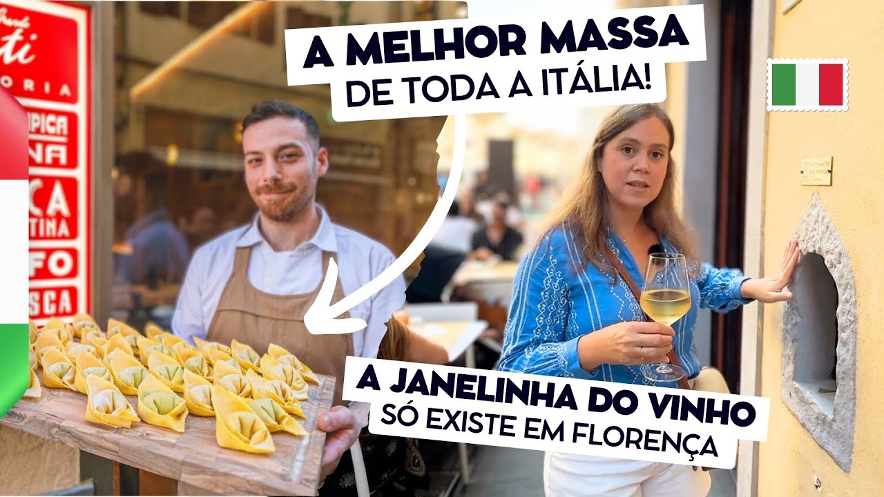 Comendo a melhor massa da Itália e a janela que serve vinho em Florença