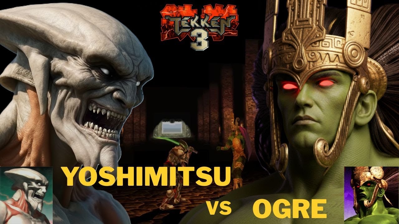 Tekken 3 - DIFFICULTY LEVEL HARD - YOSHIMITSU vs OGRE - Techno-Warrior vs Primordial Deity