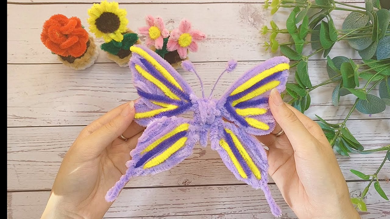 Pipe cleaner Butterfly - How to Make 3D Butterfly Using Pipe Cleaner | pipecleaner easy crafts diy