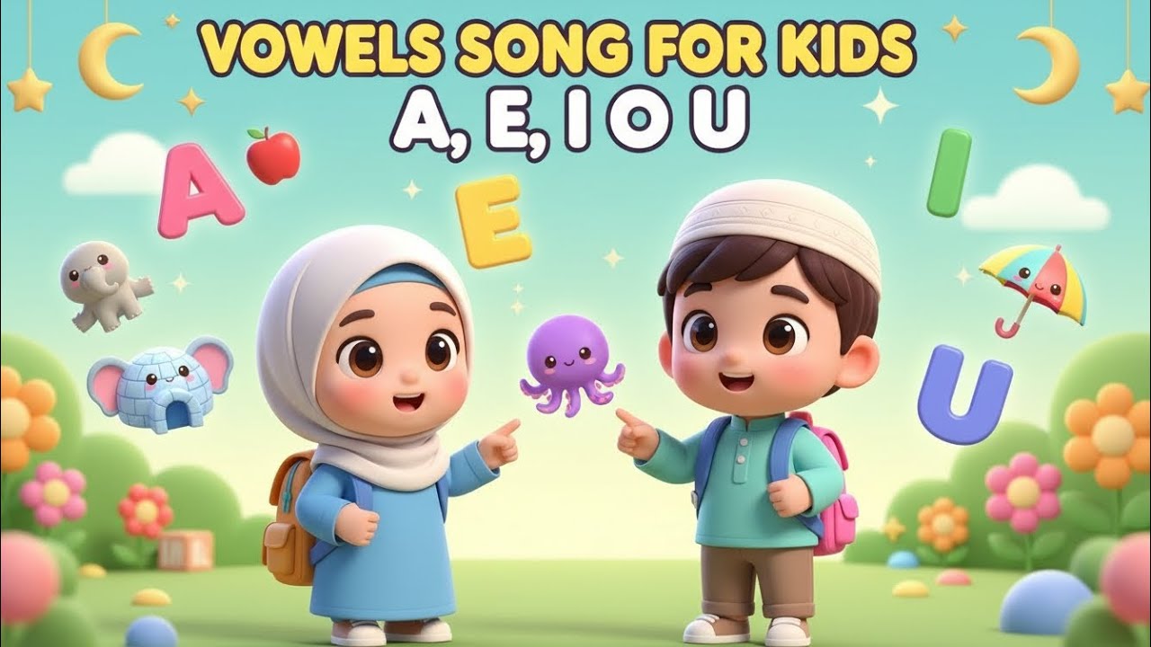 A E I O U Vowels Song for Kids 🎵 | Islamic Learning Poem | Preschool ABC